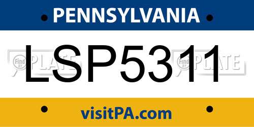 LSP5311 Pennsylvania License Plate