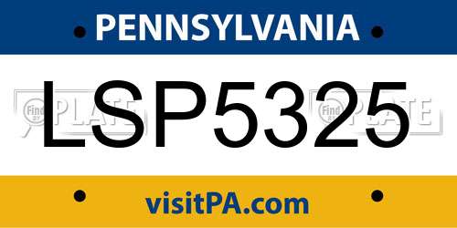 LSP5325 Pennsylvania License Plate