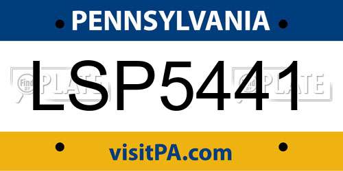 LSP5441 Pennsylvania License Plate