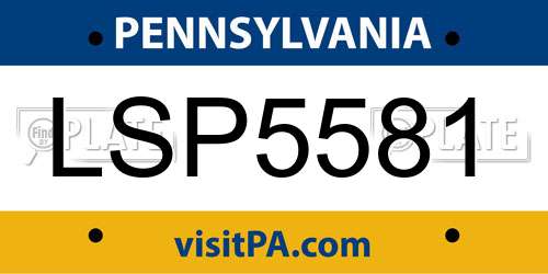 LSP5581 Pennsylvania License Plate