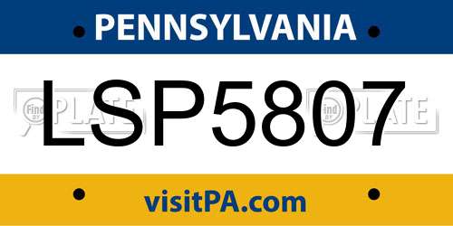 LSP5807 Pennsylvania License Plate