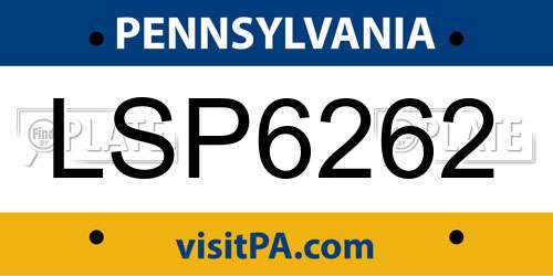 LSP6262 Pennsylvania License Plate
