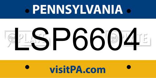 LSP6604 Pennsylvania License Plate