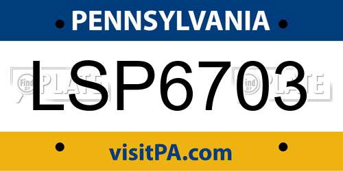LSP6703 Pennsylvania License Plate