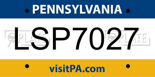 LSP7027 Pennsylvania License Plate