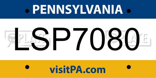 LSP7080 Pennsylvania License Plate