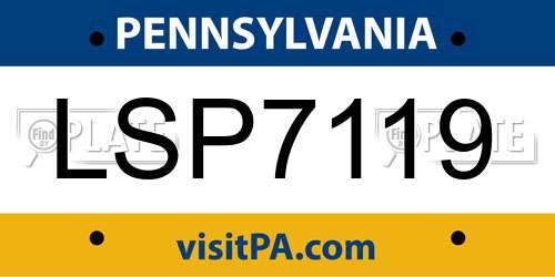 LSP7119 Pennsylvania License Plate