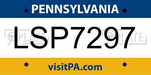 LSP7297 Pennsylvania License Plate