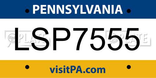 LSP7555 Pennsylvania License Plate
