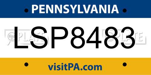LSP8483 Pennsylvania License Plate