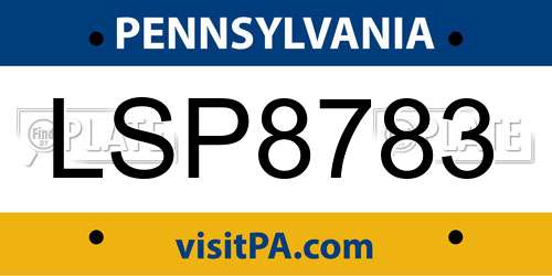LSP8783 Pennsylvania License Plate