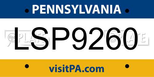 LSP9260 Pennsylvania License Plate