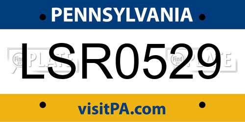 LSR0529 Pennsylvania License Plate