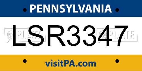 LSR3347 Pennsylvania License Plate