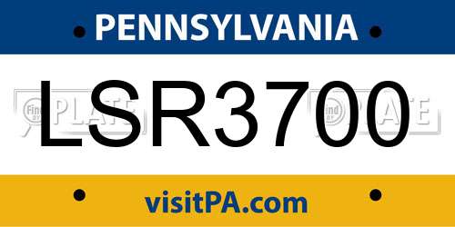 LSR3700 Pennsylvania License Plate