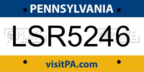 LSR5246 Pennsylvania License Plate