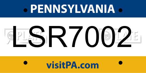 LSR7002 Pennsylvania License Plate