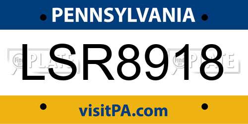 LSR8918 Pennsylvania License Plate