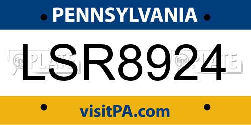 LSR8924 Pennsylvania License Plate