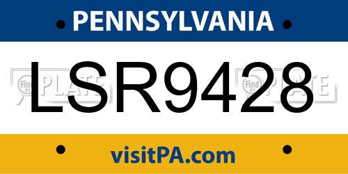 LSR9428 Pennsylvania License Plate