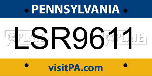 LSR9611 Pennsylvania License Plate