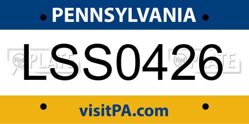 LSS0426 Pennsylvania License Plate