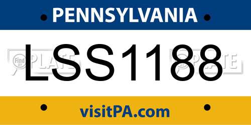 LSS1188 Pennsylvania License Plate