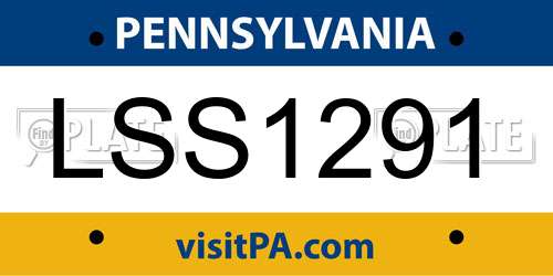LSS1291 Pennsylvania License Plate