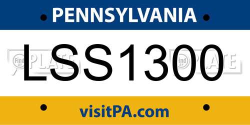 LSS1300 Pennsylvania License Plate