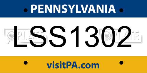 LSS1302 Pennsylvania License Plate