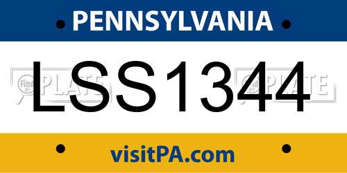 LSS1344 Pennsylvania License Plate