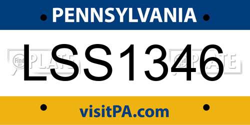 LSS1346 Pennsylvania License Plate
