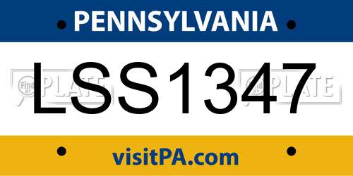 LSS1347 Pennsylvania License Plate