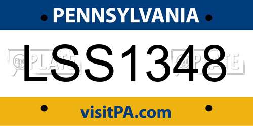 LSS1348 Pennsylvania License Plate