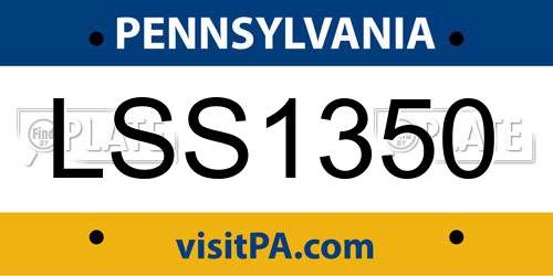 LSS1350 Pennsylvania License Plate