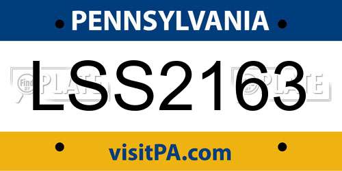 LSS2163 Pennsylvania License Plate