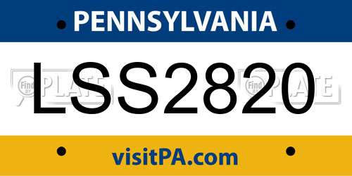 LSS2820 Pennsylvania License Plate