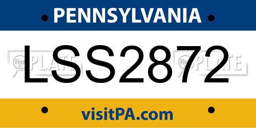 LSS2872 Pennsylvania License Plate