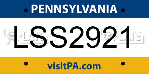 LSS2921 Pennsylvania License Plate