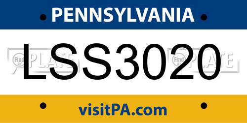 LSS3020 Pennsylvania License Plate