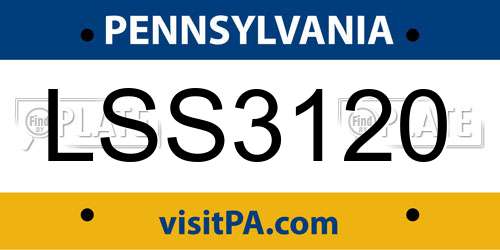 LSS3120 Pennsylvania License Plate