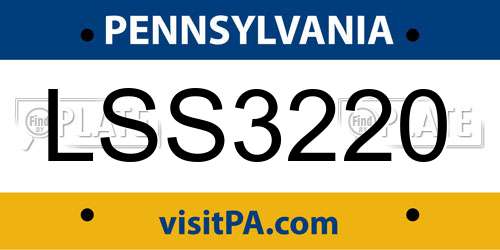LSS3220 Pennsylvania License Plate