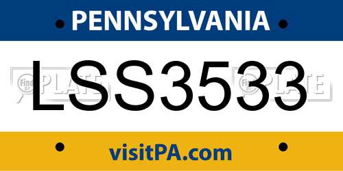LSS3533 Pennsylvania License Plate