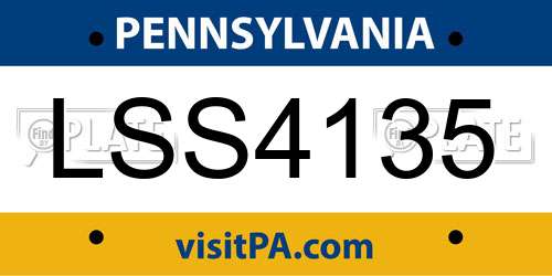 LSS4135 Pennsylvania License Plate