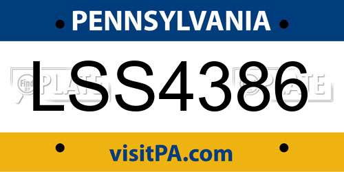 LSS4386 Pennsylvania License Plate