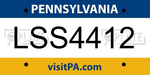 LSS4412 Pennsylvania License Plate