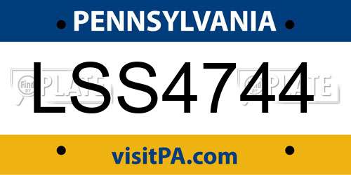 LSS4744 Pennsylvania License Plate