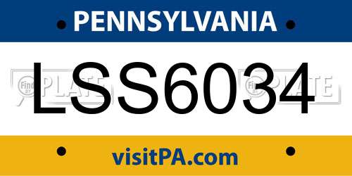 LSS6034 Pennsylvania License Plate