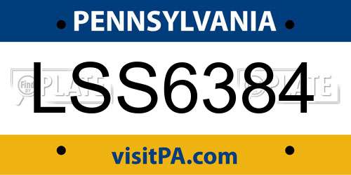 LSS6384 Pennsylvania License Plate