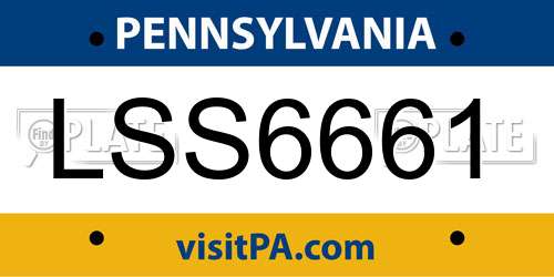 LSS6661 Pennsylvania License Plate
